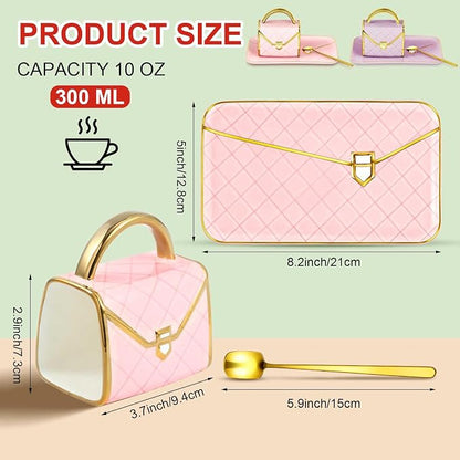 Zubebe 2 Set Coffee Mug Elegant Handbag Shaped Cup Modern Ceramic Purse Mug - Image 2