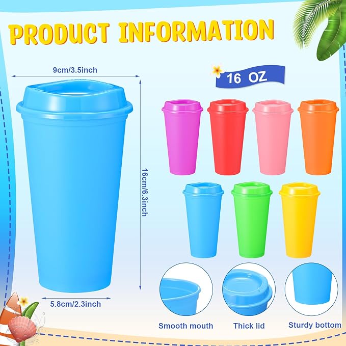 Honeydak 45 Pack 16 oz Reusable Coffee Cups - Image 3