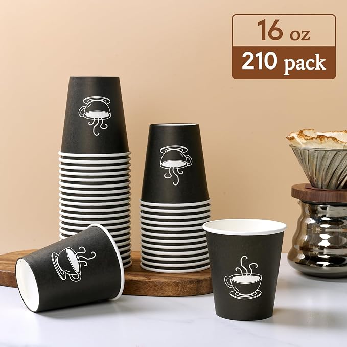 TV TOPVALUE 16 oz Paper Coffee cups, Disposable Drinking Cups - Image 4