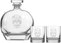 Rolf Glass Sugar Skull 3pc Whiskey Decanter Set with 2 On the Rocks Glasses | Lead-Free | Sand Engraved in the USA | Airtight Stopper to keep your Bourbon fresh