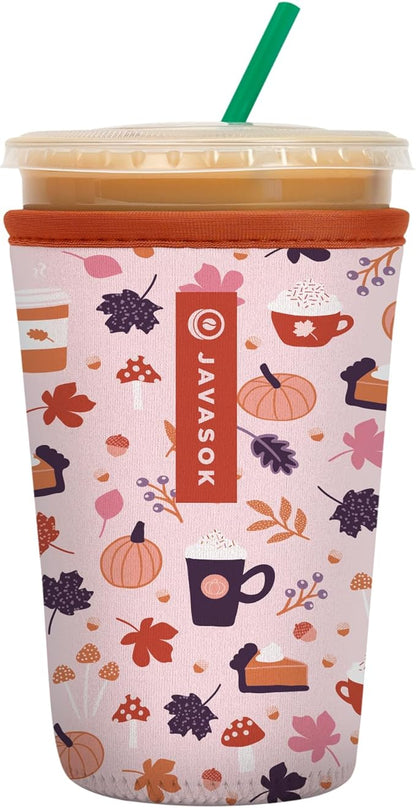 Sok It JavaSok Iced Coffee & Cold Soda Insulated Neoprene Cup Sleeve (PSL, Medium: 22-28oz)