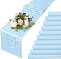 MILVOWOC 12 Pack Light Blue Satin Table Runner, 12 x 72 Inch | Jacquard Damask by MILVOWOC