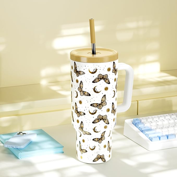 Meoky 40 oz Tumbler with Handle and Straw: Stainless Steel Insulated Tumbler - Image 7