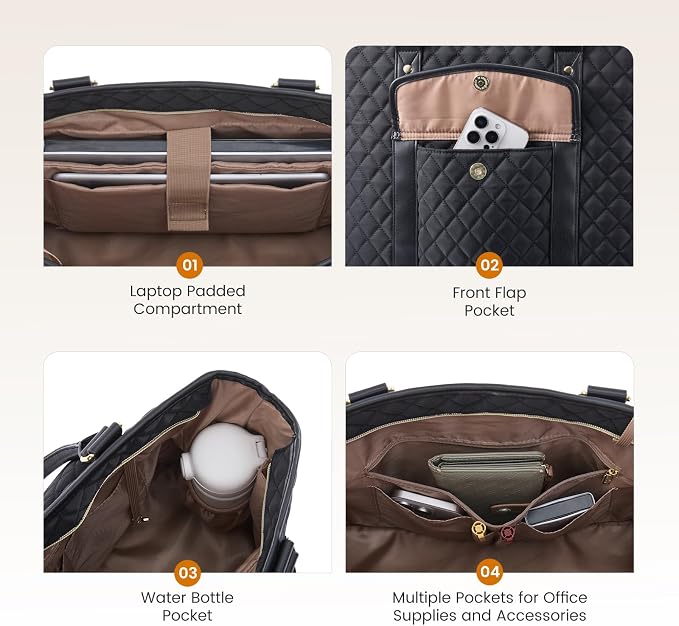 LOVEVOOK Laptop Tote Bag for Women 15.6 Inch, Waterproof Computer Bag for - Image 4