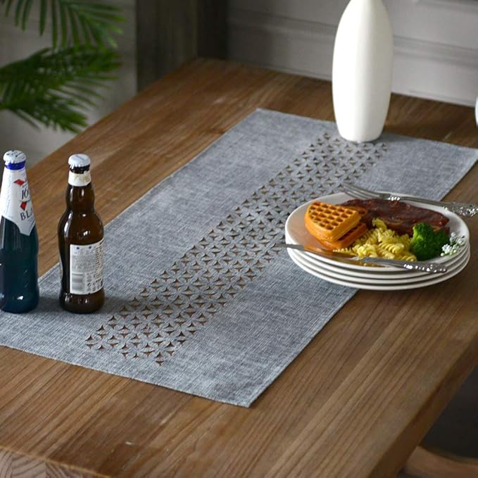 ARTABLE Gray Rectangle Fabric Table Runner Finished Edge 16 x 36 Inch | by ARTABLE