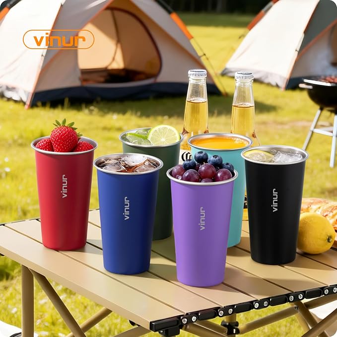 20 oz Stainless Steel Cups-Colorful Stackable Metal Drinking Glasses 6 Pcs | - Image 7