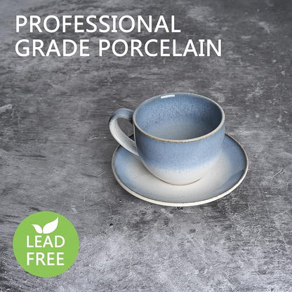 Bosmarlin Ceramic Cappuccino Cup and Saucer Set of 2, 10 Oz, Dishwasher and - Image 3