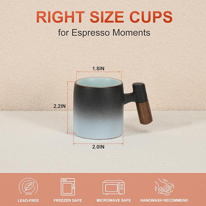 2.5oz Ceramic Espresso Cups, Demitasse Cups - Image 2