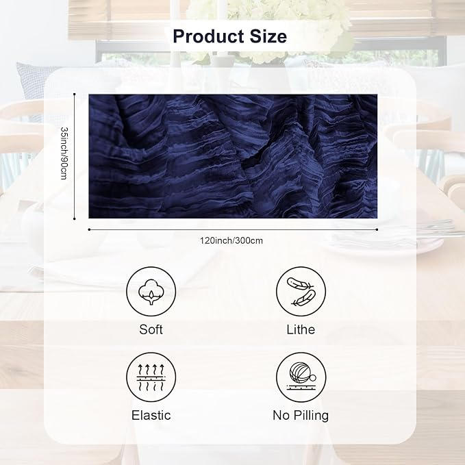1 Pack Navy Blue Cheesecloth Table Runner 35x120 Inch 10Ft Rustic Gauze Cheese - Image 4