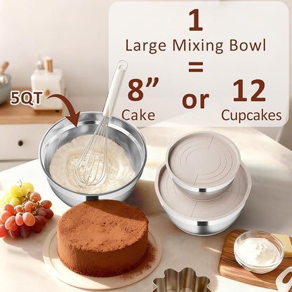 9 Pack Mixing Bowls with Airtight Lids Set, Stainless Steel Mixing Bowls with - Image 6