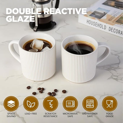 DeeCoo Matte White Coffee Mugs Set of 4, 12 Ounce Mug - Image 3