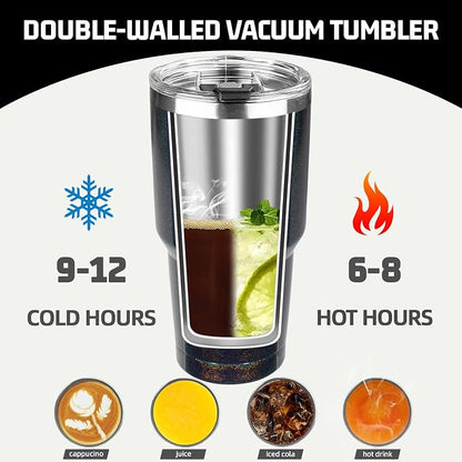 30 oz Tumbler with Lids and Straws, Stainless Steel Insulated Coffee Tumbler - Image 4