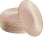 PLASTICPRO 30 Pack Disposable Plastic Plates Heavyweight Granite Look Elegant 9 inch Dinner Plates Pink with Gold Rim