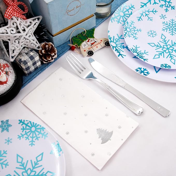 175Pcs Christmas Plates and Napkins Disposable Dinnerware Set - Image 8