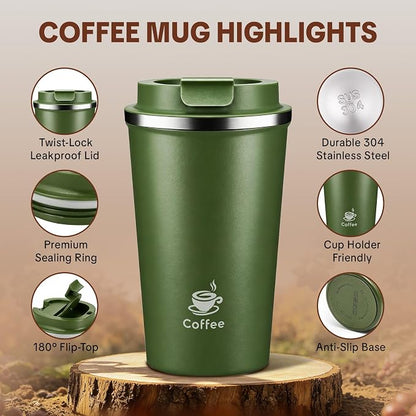 17oz Travel Coffee Mug, Leakproof Vacuum Coffee Cup Insulated Tumbler | 304 - Image 4