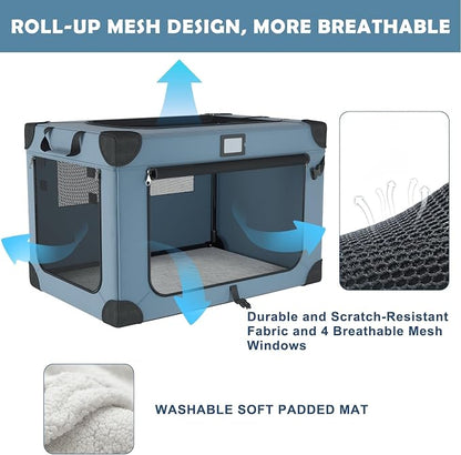 36 Inch Portable Travel Dog Crate Blue - Image 2