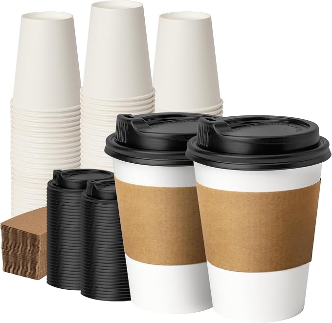 12 oz 100 Pack Coffee Cups by VPACKDUO