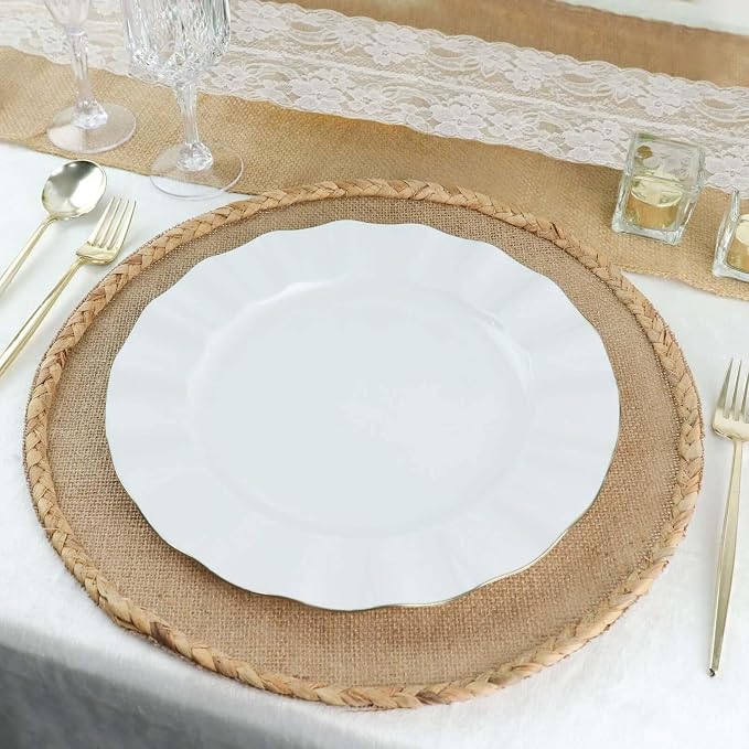 Efavormart 11" Dinner Plates – Set of 10 Plastic White Round Disposable Plates by efavormart