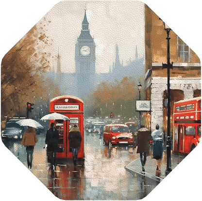 4Pcs Leather Coaster for Drinks London Impression Cup Coasters Aesthetic Drink - Image 9