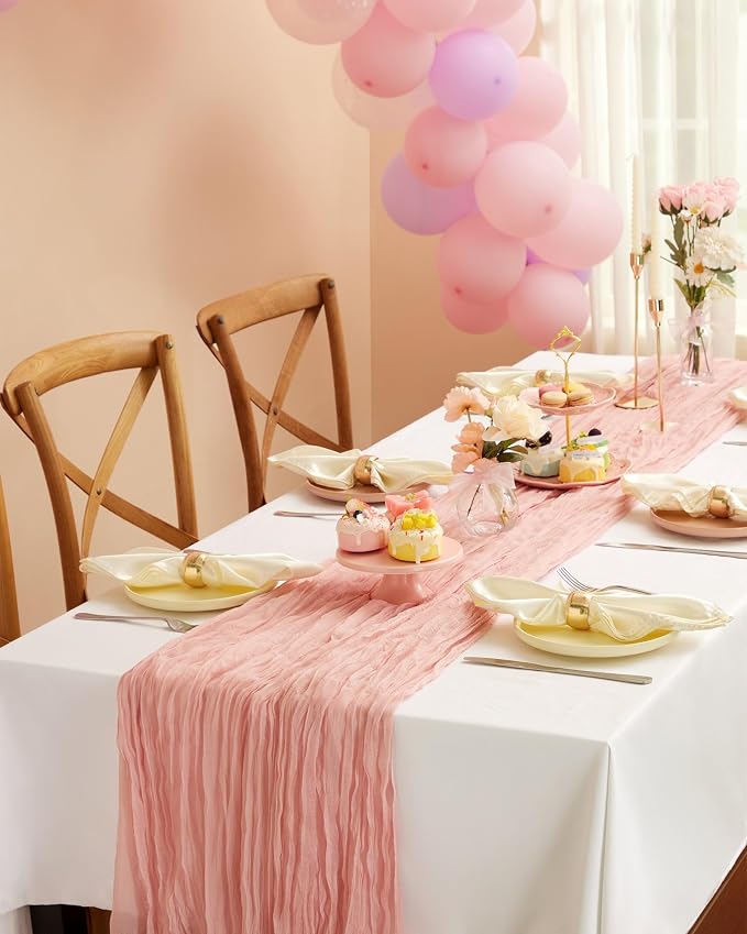 Pureegg 2-Pack Cheesecloth Table Runner, Baby Shower, Wedding and Farmhouse - Image 6