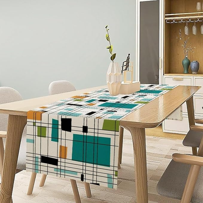 Mid Century Geometric Table Runner, Table Runners - Image 2
