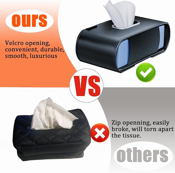 Car Tissue Holder, Car Kleenex Holder Fits 100-160 Count | Premium PU Leather - Image 5
