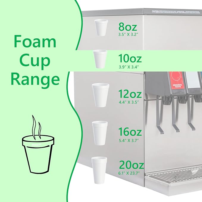 10OZ Foam Cups With Lids for Hot & Cold Drinks, USA-Made 100-Pack - Image 3