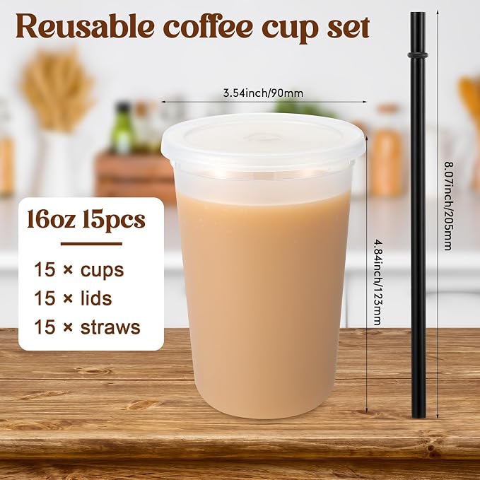 Lounsweer 15 Pcs Clear Reusable Cups - Image 3