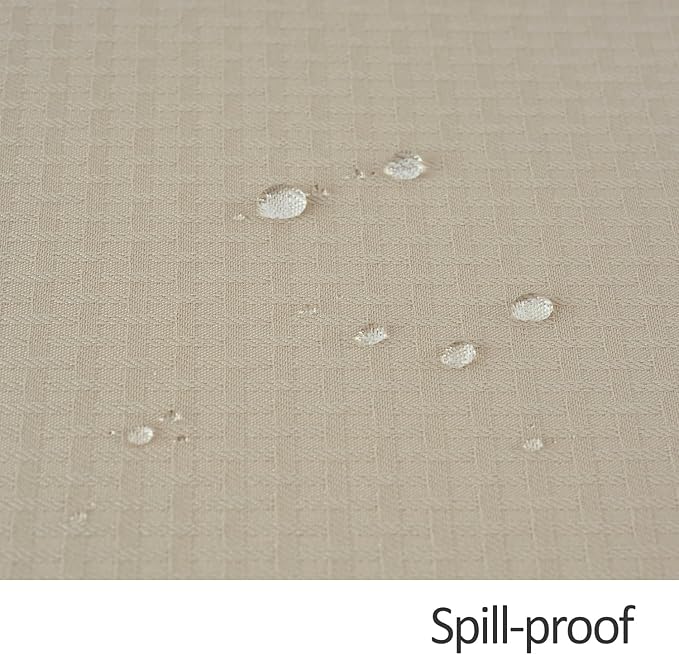 maxmill Square Tablecloth Water Resistance Antiwrinkle Spill Proof Weaved Texture Table Cloth, Decorative Fabric Table Cover for Banquet Parties Event Holiday Dinner, 70 x 70 Inch, Natural
