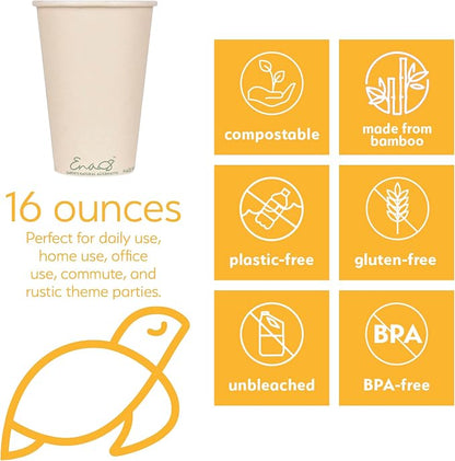 100% Compostable Disposable Coffee Cups Paper Cups Made from Bamboo, - Image 2