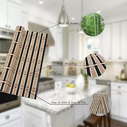 ANDSTAR Set of 8 Bamboo Slats Placemat Modern Placemats Natural Anti-Slip Bamboo Placemats Washable Heat-Resistant Table Mats for Kitchen Dinning Room Table Decor(Black)
