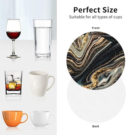 Black Gold Marble Style Coasters Set of 6 Coasters - Image 9