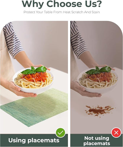 Leetaltree Gradient Green Woven Placemats Set of 8 - Image 9