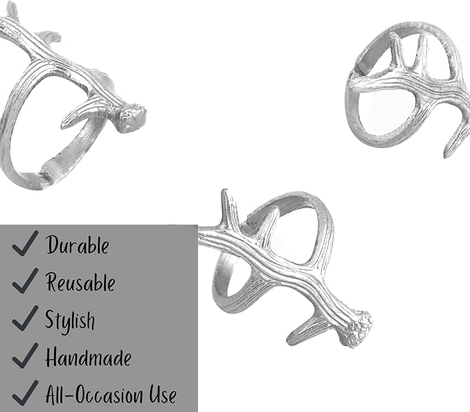 Set of 12 Antler Napkin Rings for Dining Table Décor - Image 8
