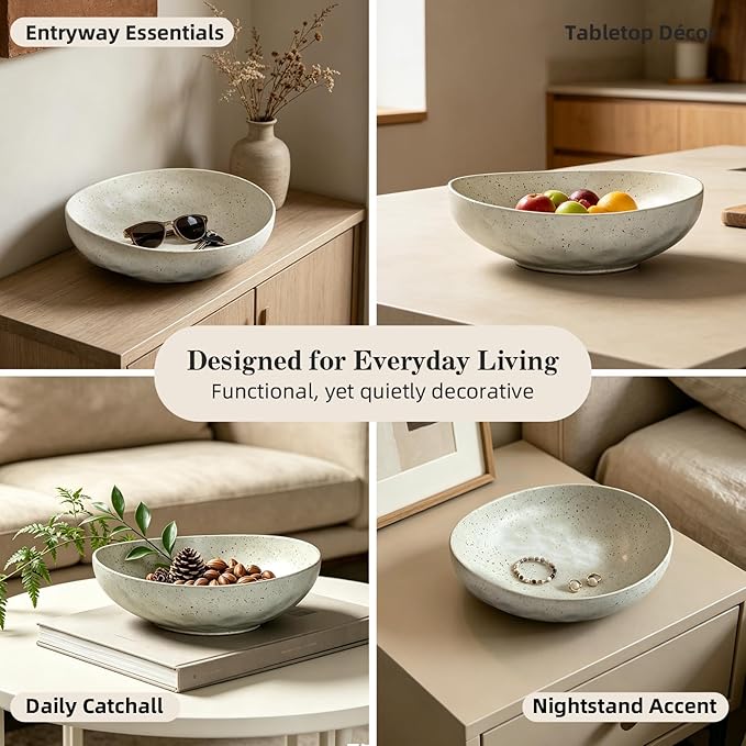 salomayes Wabi-Sabi Ceramic Decorative Bowl, Matte Off-White Catchall Bowl | - Image 5