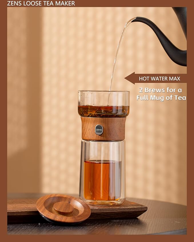 ZENS Glass Infuser Teapot, One Touch Tea Maker - Image 3