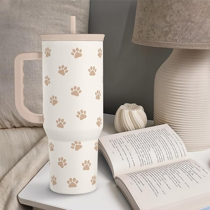Paw Print Tumbler with Handle, Gifts - Image 7