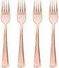 Prestee Set of 100 Rose Gold Plastic Forks Disposable - 7-in Heavy-Duty Fork Flatware - Bulk Pack Fancy Silverware - Sturdy Pink Cutlery for Weddings, Birthday Parties, Buffets, Catering and Events