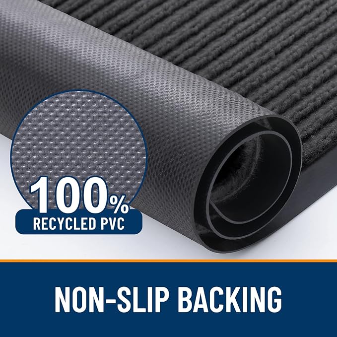 OLANLY Front Door Mat Indoor Outdoor Entrance, Waterproof Heavy Duty Doormat, Fade Resistant, Low Profile, Easy Clean Patio Porch Welcome Floor Mats for Entry, 47x34, Charcoal Grey