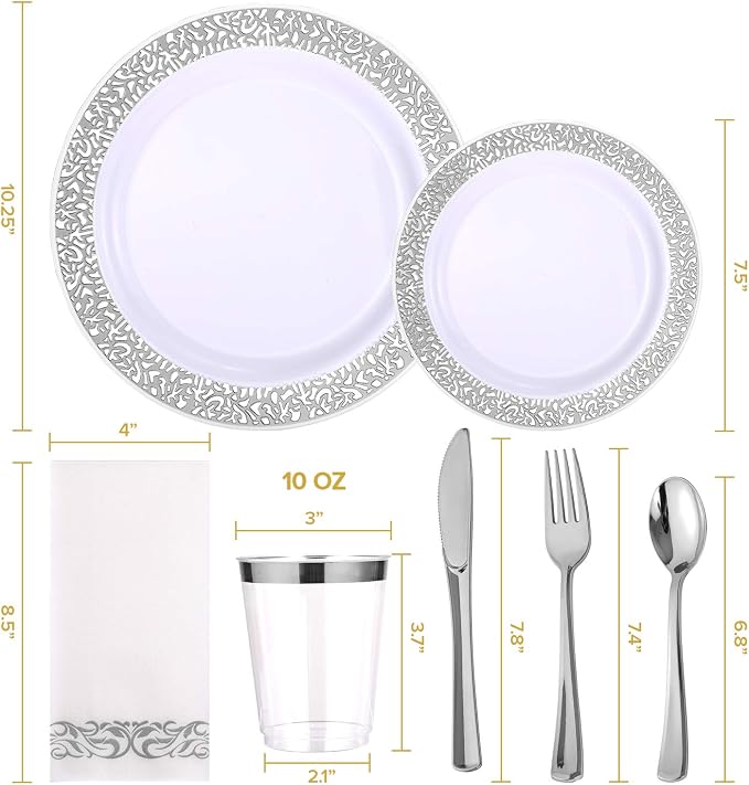 FOCUSLINE 350 Ct Silver Dinnerware Set - Image 2
