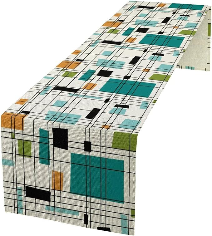 Mid Century Geometric Table Runner, Table Runners by SXXLDNG