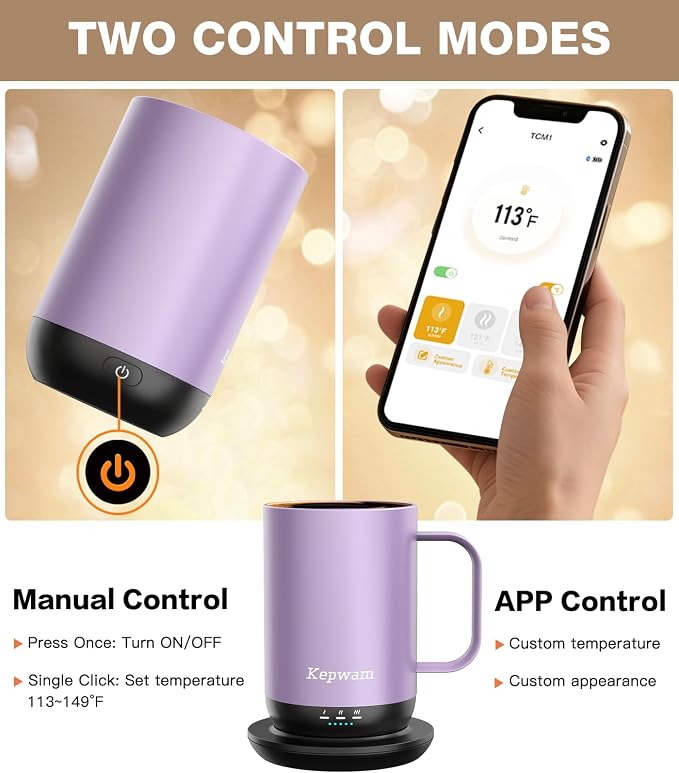 Kepwam Self-Heating Coffee Mug T1, 16oz Rechargeable Heated Coffee Mug - Image 4