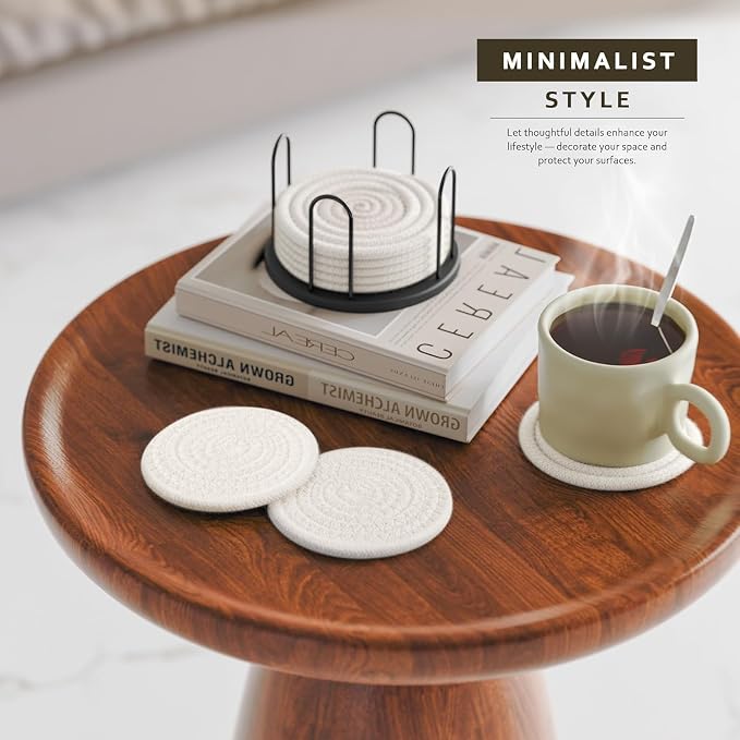 Lazebox Coasters Set of 8 for Drinks, 4 Inch Large Coasters for Coffee Table - Image 3