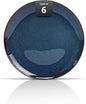 Organic Shape Highland Ceramic Dinner Plates, 6pcs 11.65 Inch Handmade Reactive Glaze Dinnerware Sets with Wavy Edge, for Kitchen, Microwave & Dishwasher Safe, Scratch Resistant-Blue