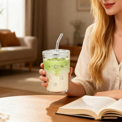 13oz Iced Coffee Cup, Reusable Glass Tumbler - Image 2