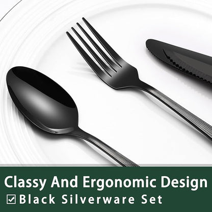 EWFEN 24-Piece Black Silverware Set - Image 3