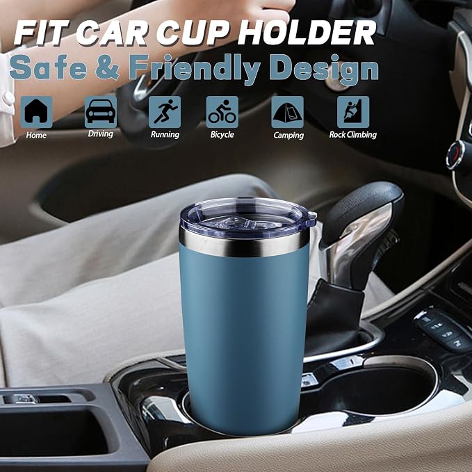 20 oz Tumbler with Lids and Straws, Stainless Steel Insulated Coffee Tumbler - Image 6