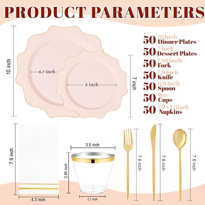 350Pcs Pink Plastic Plates - Image 10