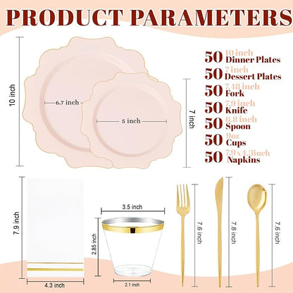 350Pcs Pink Plastic Plates - Image 10