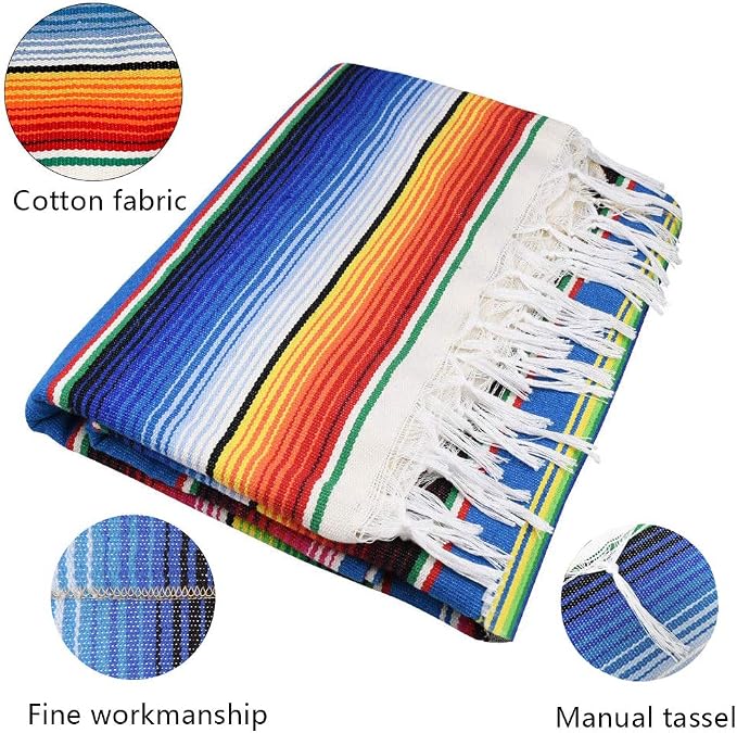 Fowecelt Mexican Serape Blanket Tablecloth 59 x 84 Inch - Image 2